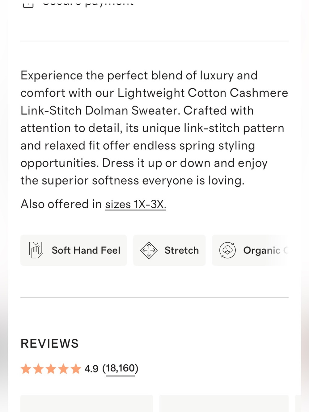 QUINCE Cotton cashmere link-stitch dolman sweater size M - Picture 4 of 6